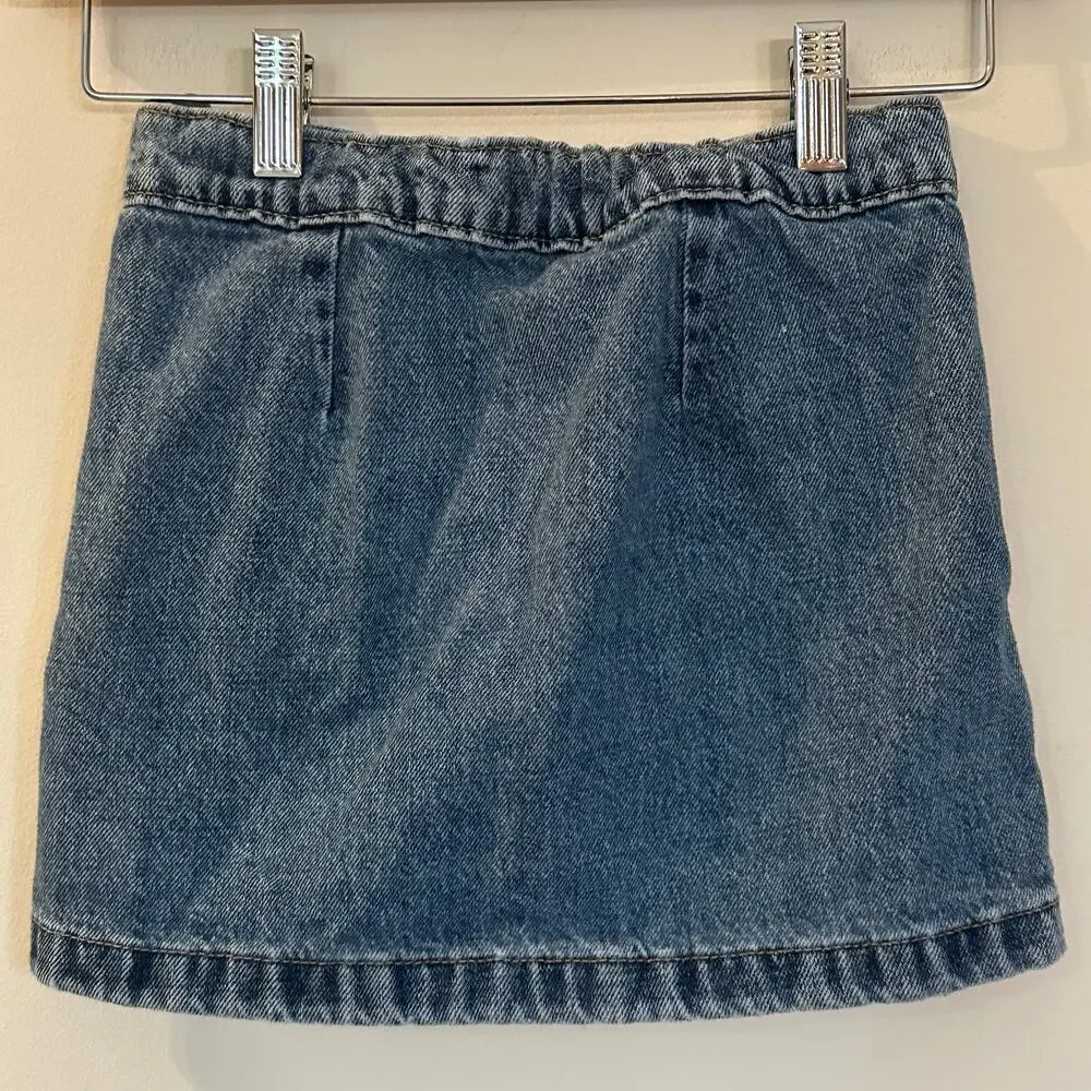Old Navy Blue Jean Mini Skirt sz 6-7 adjustable waist tab denim skirt